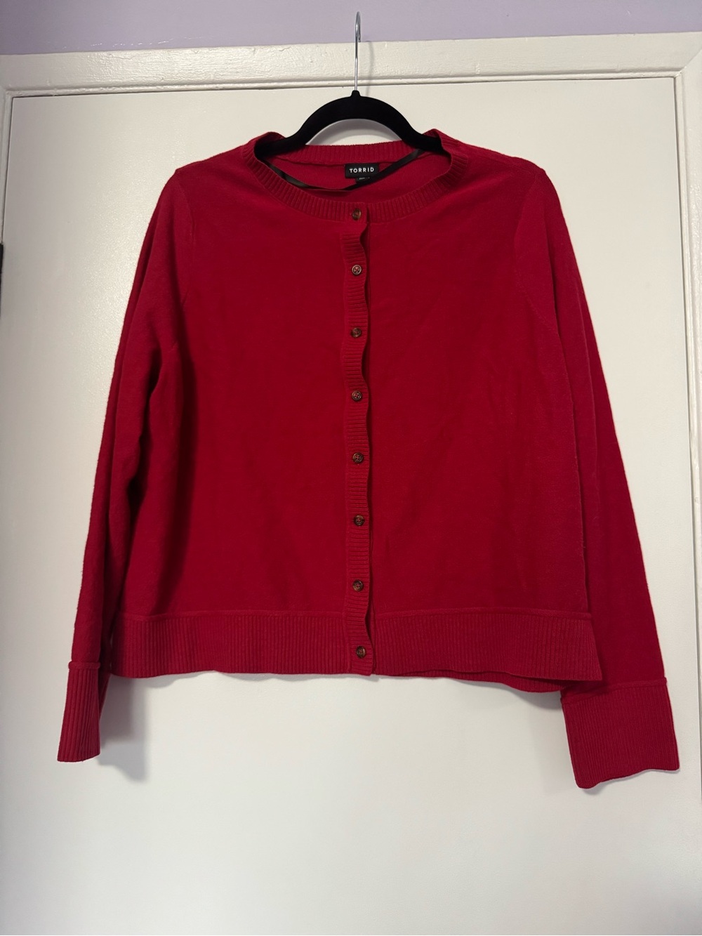 torrid Bright Red Button-Front Crew Cardigan